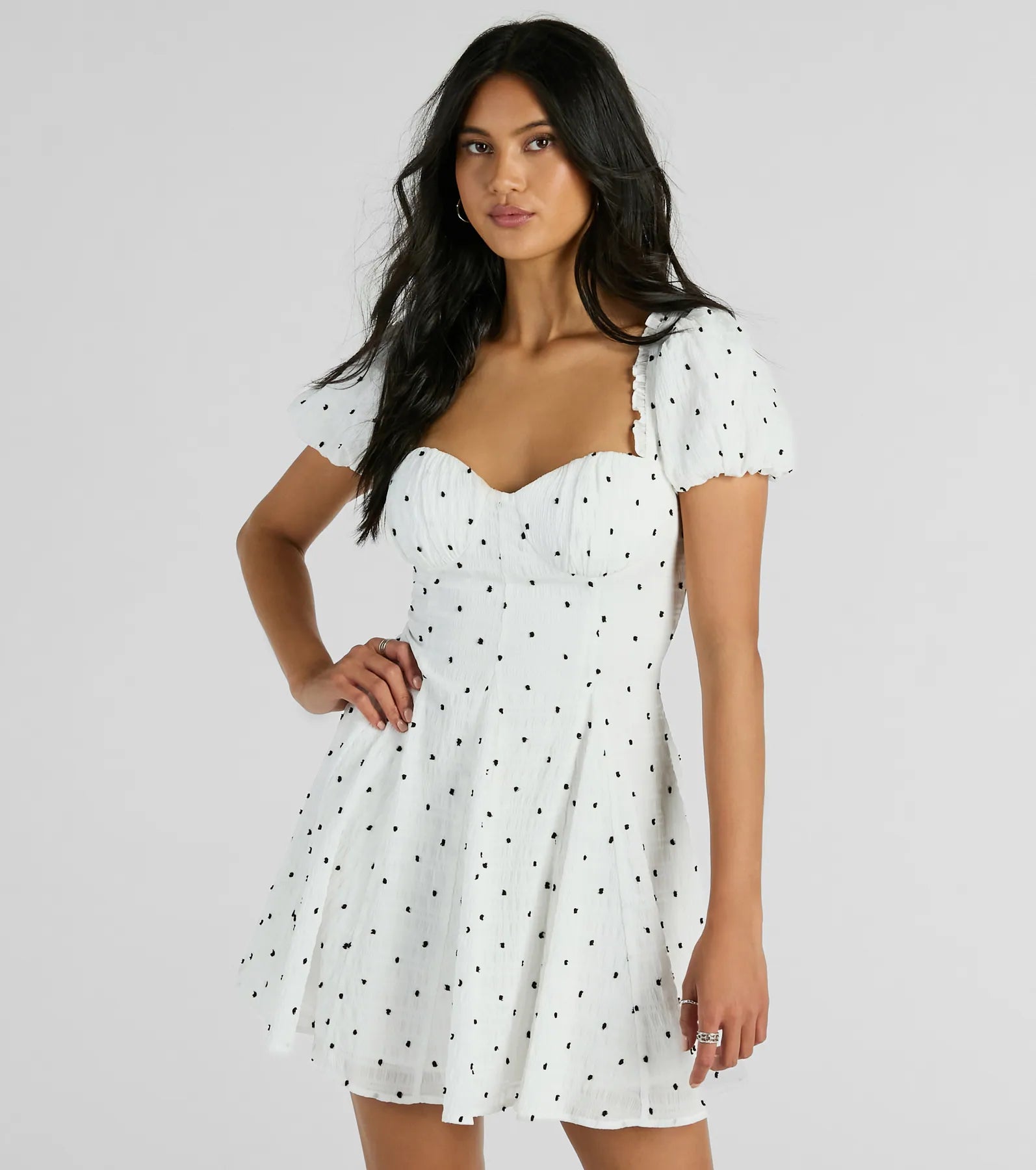 Charmed And Cute Polka Dot Chiffon Skater Dress Vacation unclassified dresses