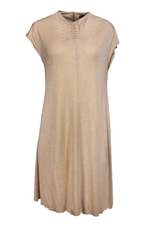 Kenzo - Tan Cap Sleeve Shift Dress Sz S Gothic unclassified dresses