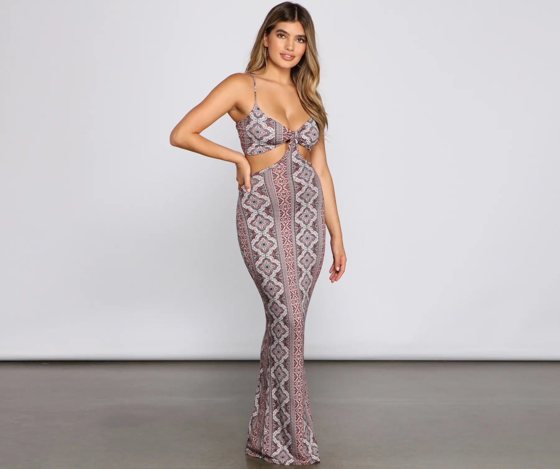 Carefree Bohemian Chic Cutout Maxi Dress Sequin unclassified dresses