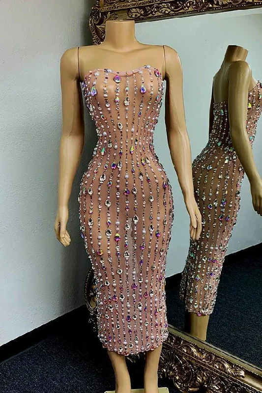 Epic Night Strapless Diamante Mesh Dress Silk unclassified dresses