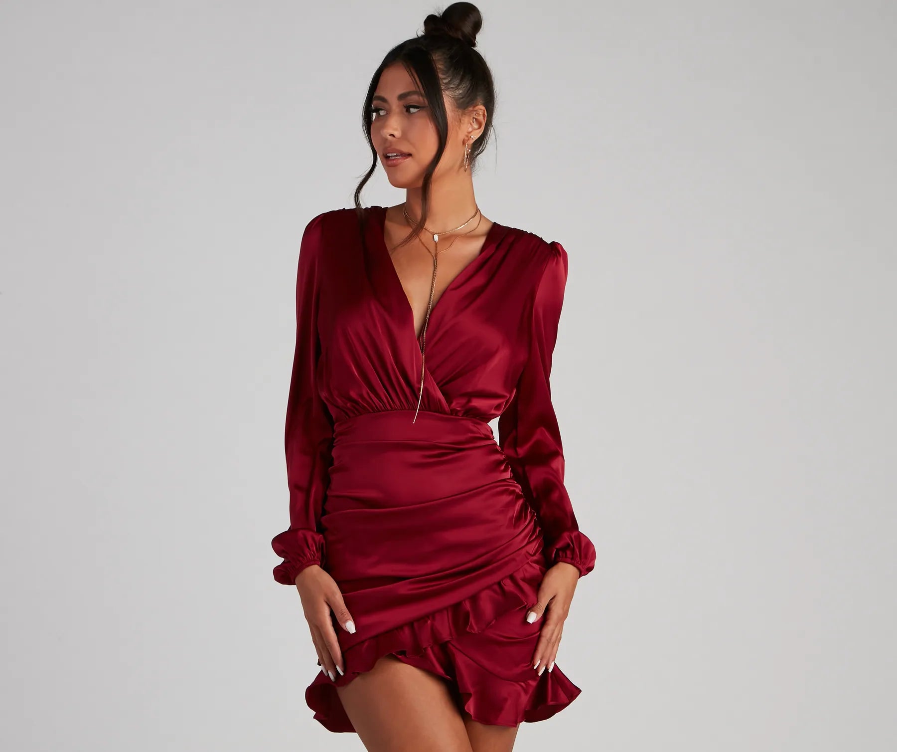 Ruffle Romance Satin Mini Dress Knitted unclassified dresses