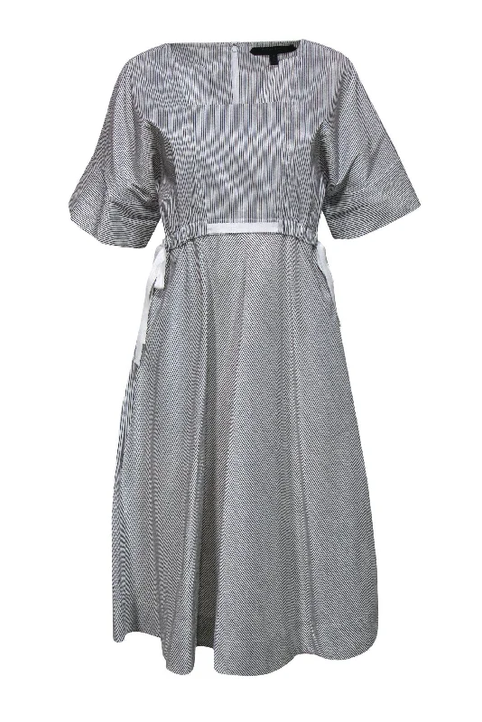 Club Monaco - White Striped Square-Neck Dress Sz 2 Wedding guest unclassified dresses