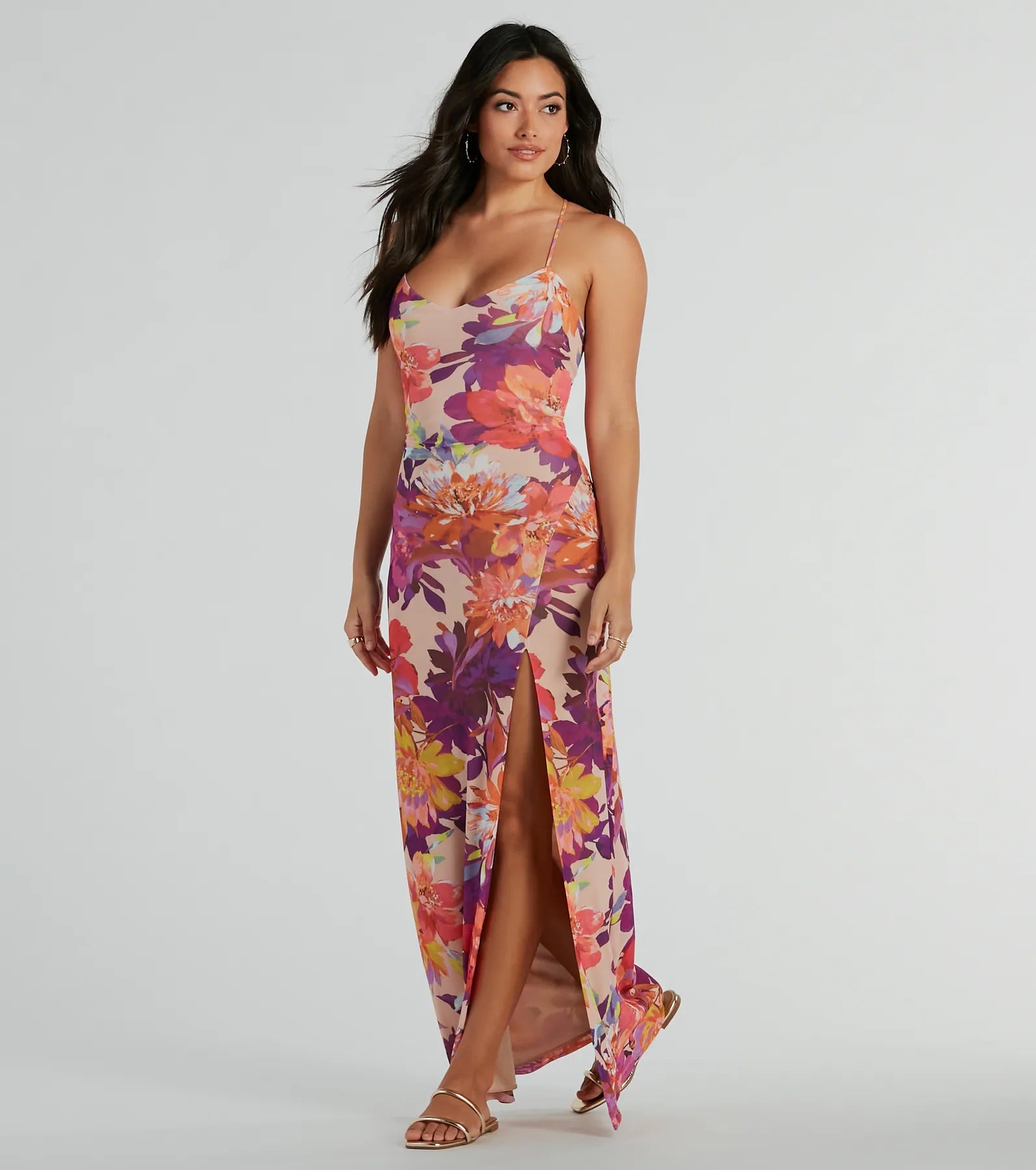 Paradise Babe Lace Up Tropical Floral Maxi Dress Travel unclassified dresses