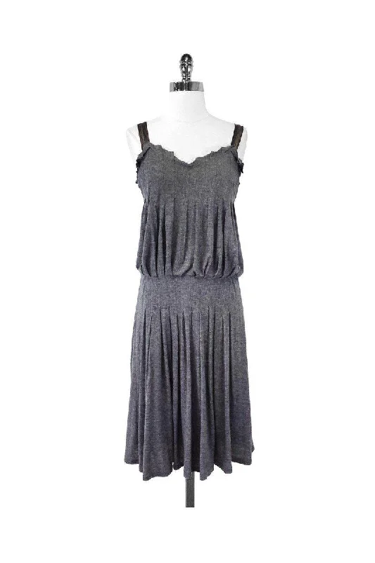 BCBG Max Azria - Gray Wool Blend Ribbed Knit Dress Sz XS Y2K unclassified dresses
