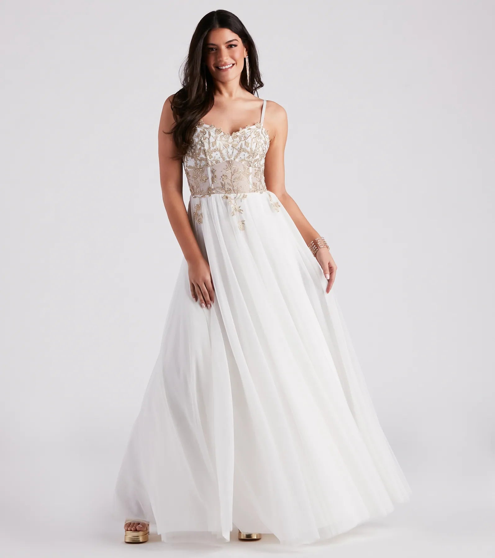 Alexandra Rhinestone Embroidered Tulle Ball Gown Backless unclassified dresses