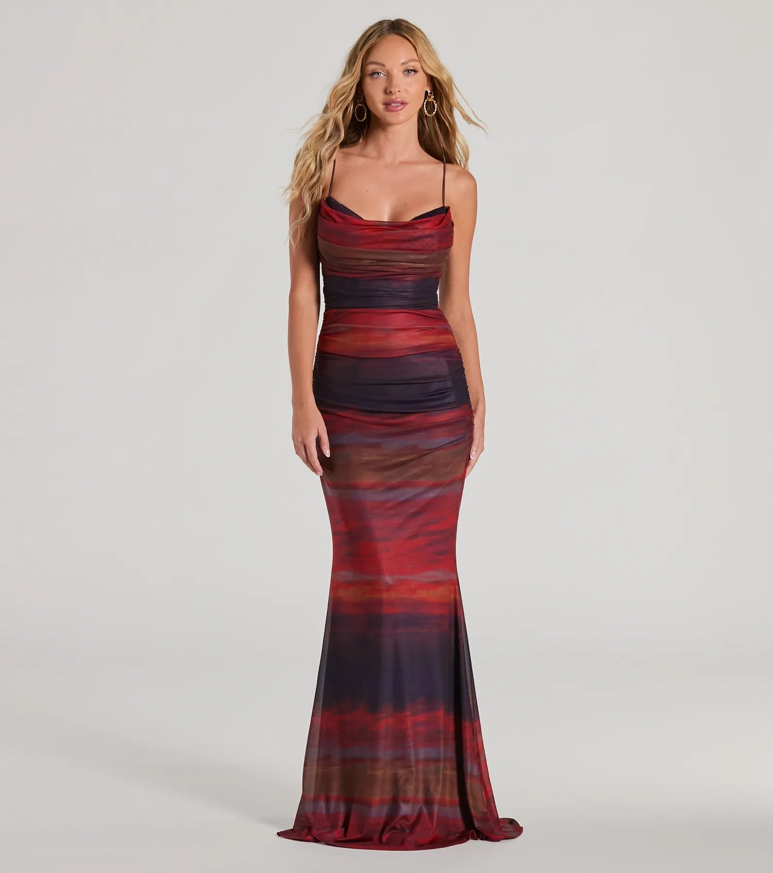 Liv Cowl Neck Abstract Mermaid Formal Dress Velvet unclassified dresses