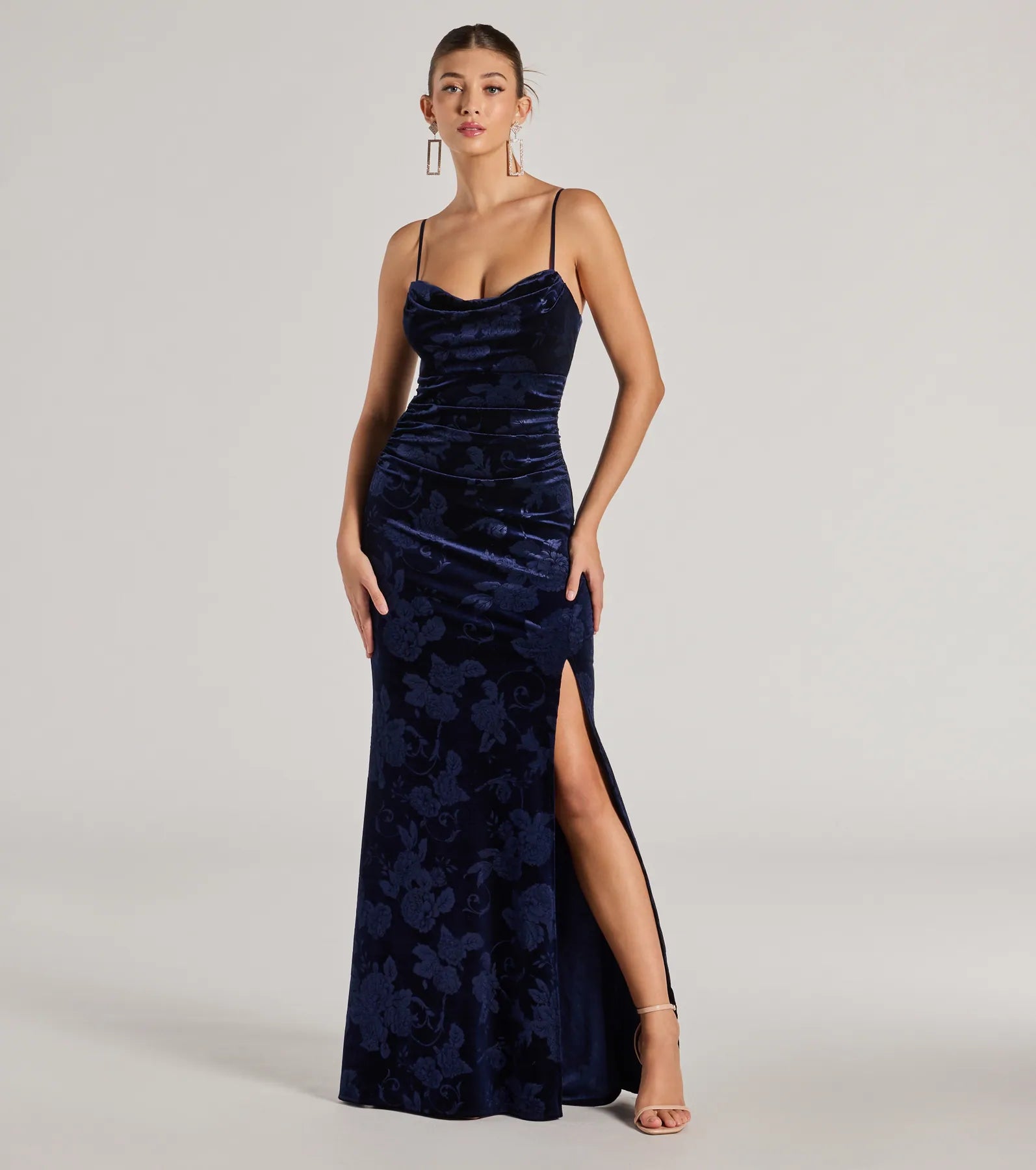 Anisa Sleeveless Floral Velvet Mermaid Dress Festival unclassified dresses