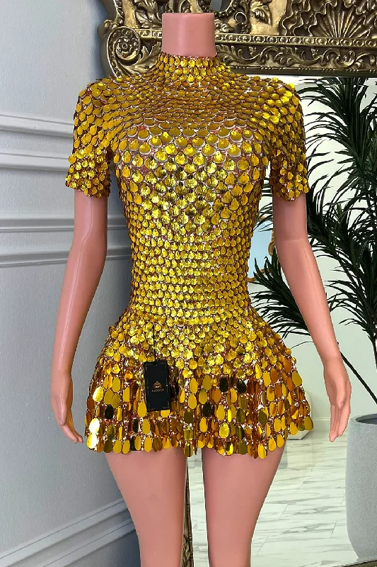 Jaime Gold Dress (Ready to Ship) Soft fabric unclassified dresses