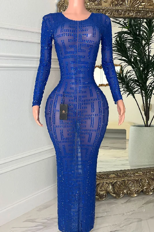 Ocean Rhinestone Evening Dress (Ready To Ship) Ruched unclassified dresses