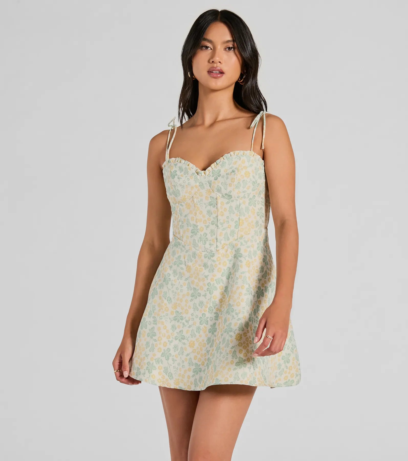Adorable Confidence Floral Jacquard Skater Dress High-end unclassified dresses