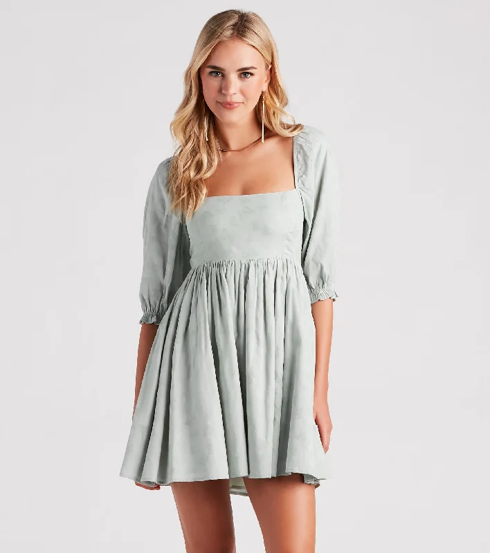 Give Me Butterflies Square Neck Skater Dress Earthy tone unclassified dresses