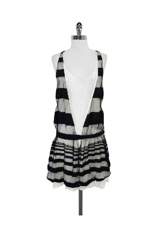 Thakoon - Black & White Cotton Blend Sleeveless Dress Sz 10 Formal unclassified dresses