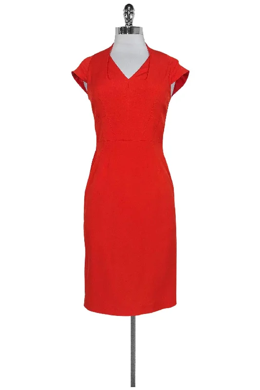 Reiss - Orange Sculptured Cap Sleeve Dress Sz 4 Bright color unclassified dresses