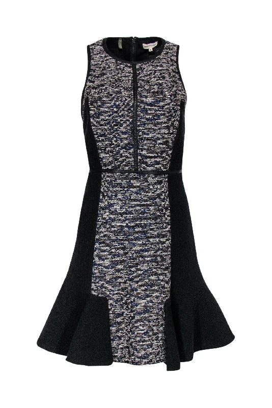 Rebecca Taylor - Grey & Metallic Blue Paneled Tweed Dress w/ Peplum Sz 6 Luxury unclassified dresses Rebecca Taylor - Grey & Metallic Blue Paneled Tweed Dress w/ Peplum Sz 6 Luxury unclassified dresses