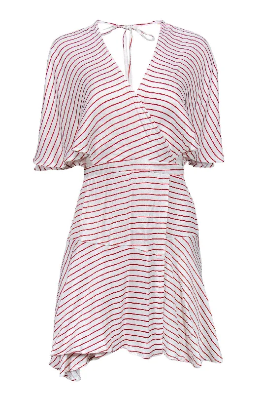 Faithfull the Brand - Red & White Striped Flare Dress Sz 4 Bright color unclassified dresses