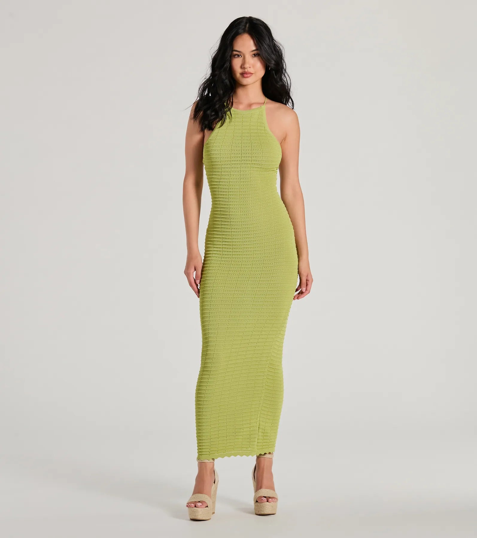 Feeling Myself High Neck Lace-Up Knit Maxi Dress Stylish unclassified dresses