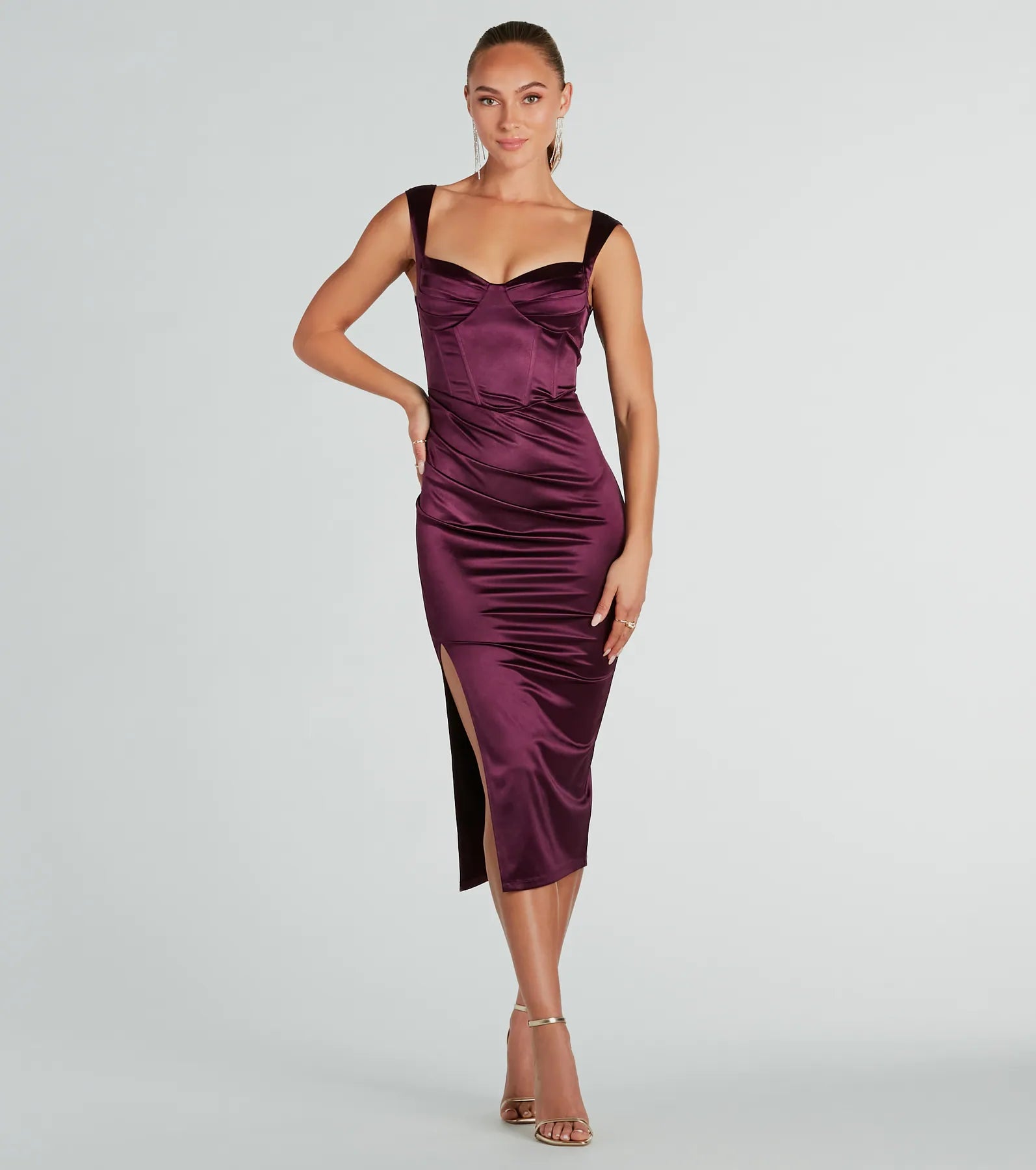 Marnie Formal Satin Corset Midi Dress Discounted unclassified dresses