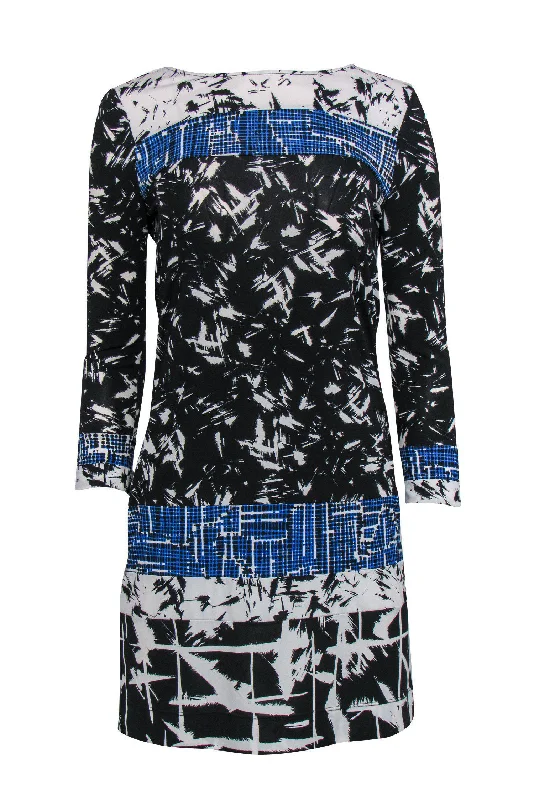 BCBG Max Azria - Black & Blue Abstract Print Silk Dress Sz XS Off-shoulder unclassified dresses BCBG Max Azria - Black & Blue Abstract Print Silk Dress Sz XS Off-shoulder unclassified dresses