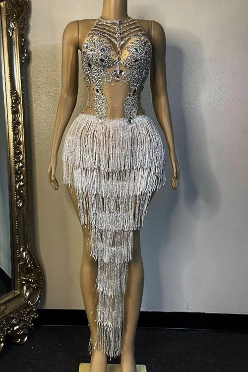 Temptress Diamante Tassel Dress (Rhinestones) Preppy unclassified dresses