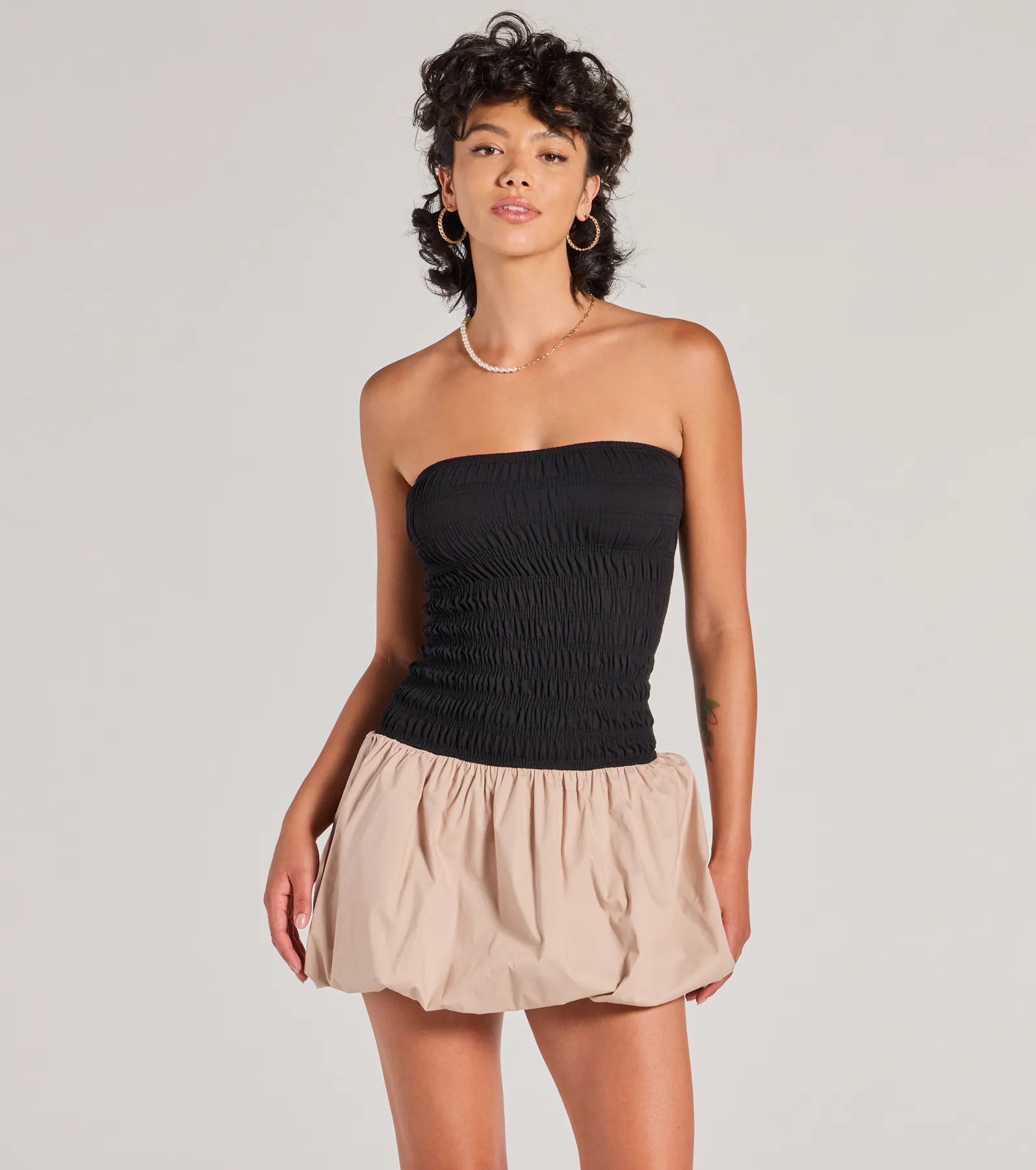 Always Yours Strapless Bubble Hem Mini Dress Minimalist unclassified dresses