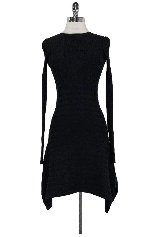 Opening Ceremony - Black Ribbed Flared Dress Sz XS Floral unclassified dresses