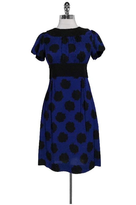 Diane von Furstenberg - Navy Rose Bud Dress Sz 2 Mesh unclassified dresses