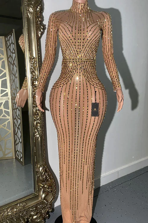 Fayna Diamante Gold Dress (Ready to Ship) Boho unclassified dresses