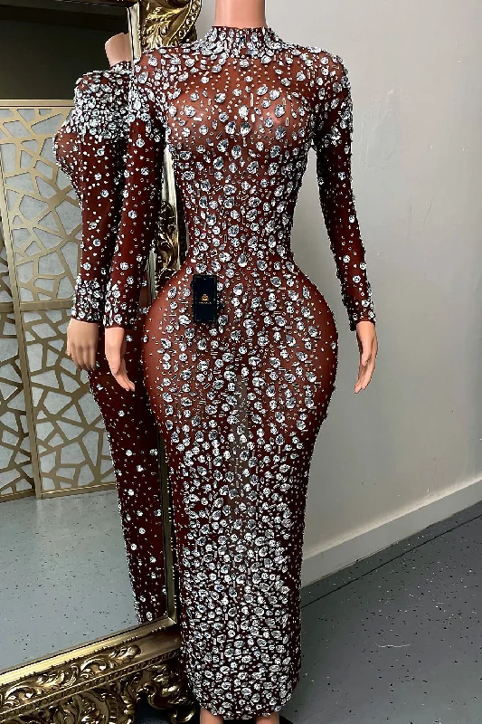 Kaelie Rhinestone Dress Neutral tone unclassified dresses