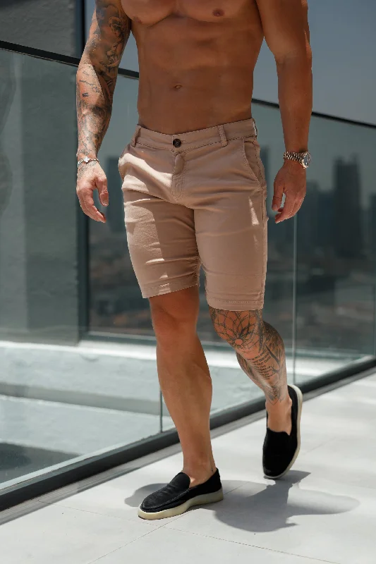 Father Sons Slim Fit Coffee Chino Shorts - FSH989 Belted Shorts