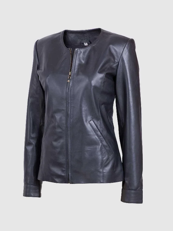 Round Neck Collarless Jacket Women's military-style jackets