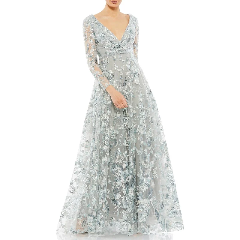Mac Duggal Womens Embellished Maxi Evening Dress Smocked maxi dresses