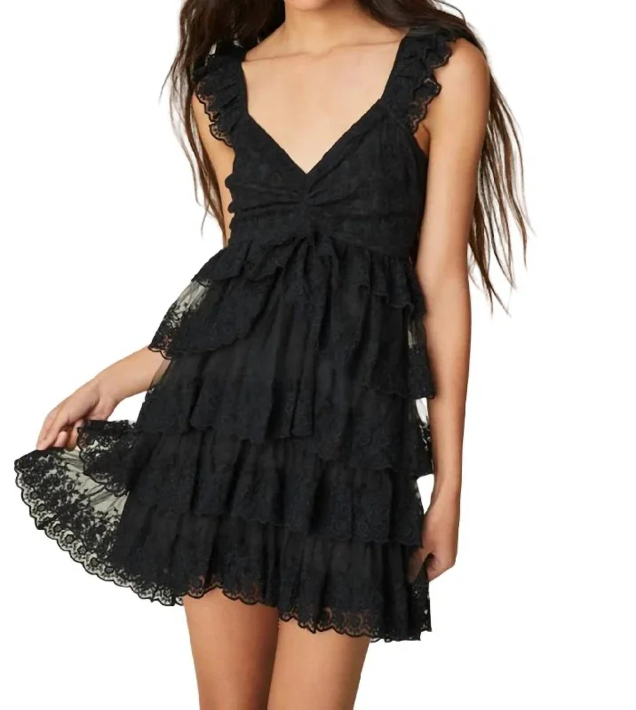 Federica Mini Dress In Black--Front Pocket Mini Skirt