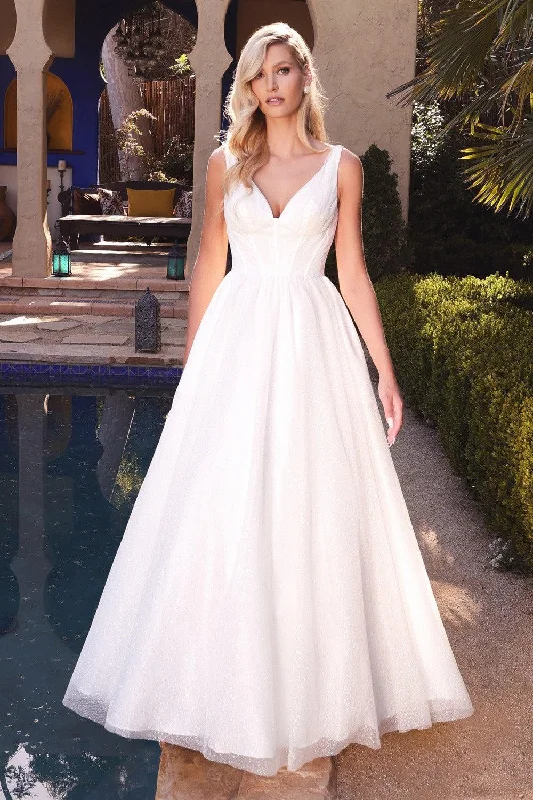 Cinderella Divine CB077W Sleeveless Long A Line Wedding Gown Lace A-line Dress